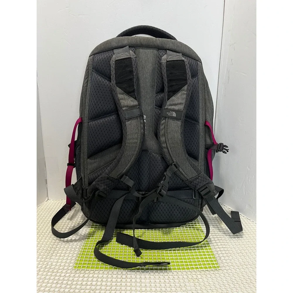 The North Face Borealis Backpack Heather Gray Magenta Trim Laptop Hiking Bag